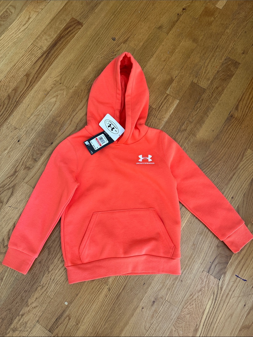 NWT Under Armour Kids' Neon Coral Hooded Pullover